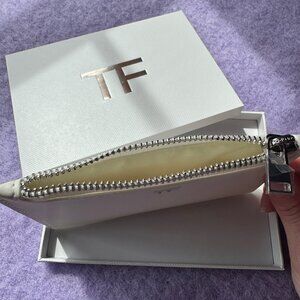 NIB Tom Ford White vegan leather Cosmetic pouch/case